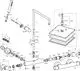 Montagediagramm für eine HANSA Regenbrause-Duscharmatur mit verschiedenen Komponenten und Anschlüssen. Darstellung aller Einzelteile zur Montage und Installation.